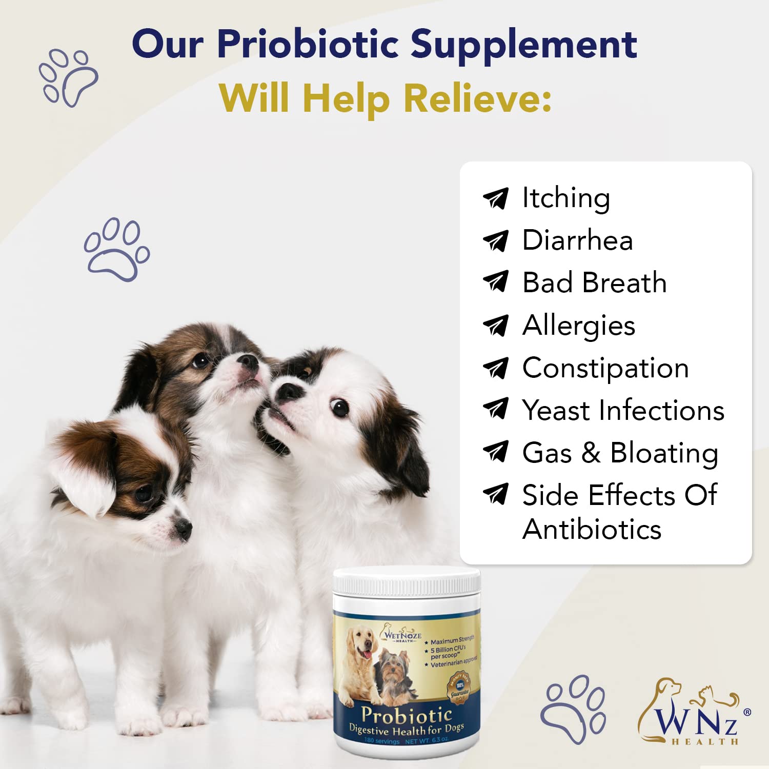 Probiotics for Dogs Digestive Health (Chicken & Bacon) - Dog Probiotic Powder Relieve Diarrhea, Constipation, & More - Dog Calmi
